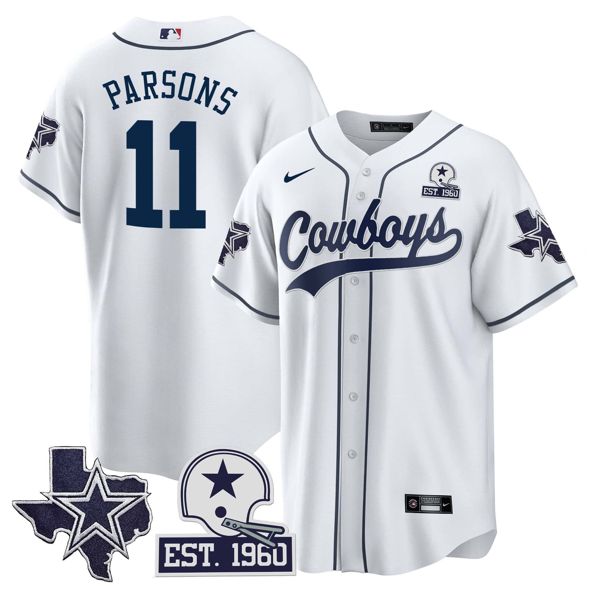 Men Dallas Cowboys #11 Parsons White 2024 Nike Patch Baseball NFL Jersey